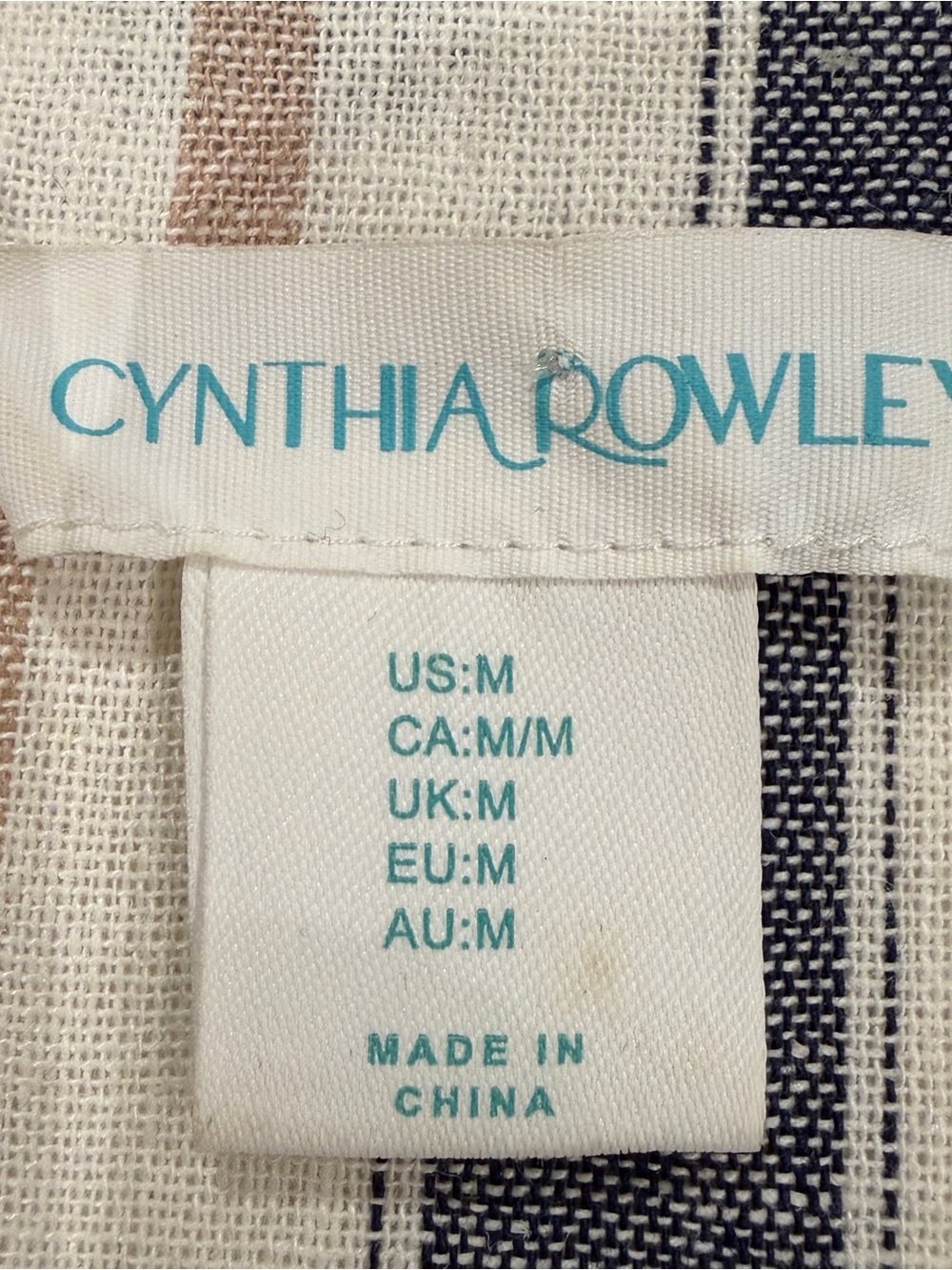 Cynthia Rowley Striped Top in Navy, Cream & Tan. Linen Blend. - Picture 10 of 10